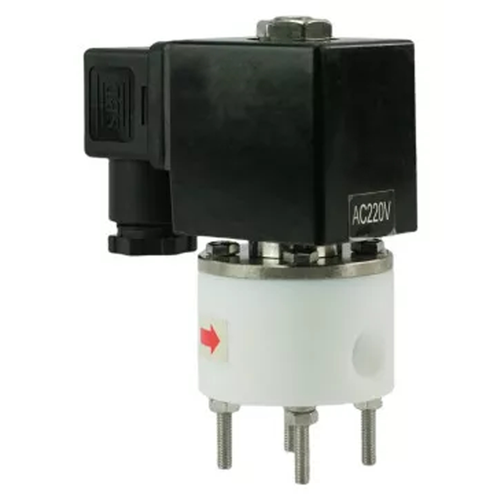 Two way normally open direct acting electric solenoid valve Elephant DHF11-НО PTFE VITON G 24V, body material - PTFE, seal - Viton