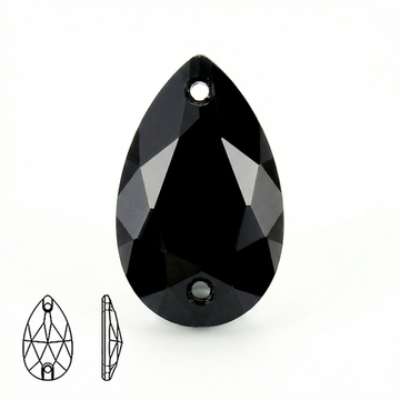 Пришивные стеклянные стразы (Jet / Чёрный, форма “капля” / Teardrop)