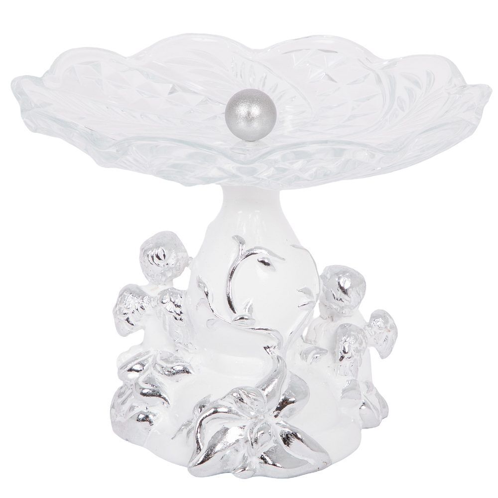 Фруктовница-конфетница Мерси со стеклянной чашей Серебро