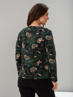 Лонгслив ЛНкл-081/изумрудный-хризантемы
