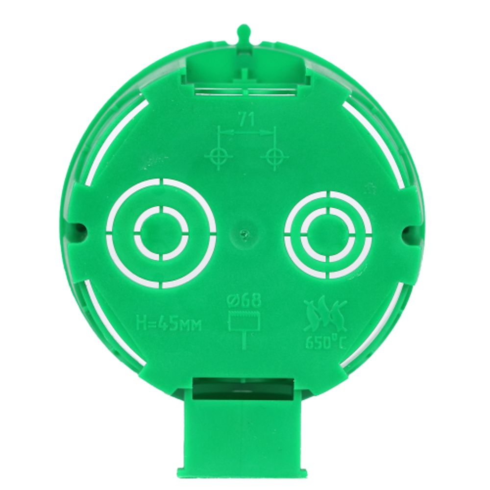 Коробка установочная ЭРА KUTS1-68-45-green зеленая 68х45мм для твердых стен с саморезами, один стыковочный узел IP20 | Коробки монтажные установочные для твердых стен