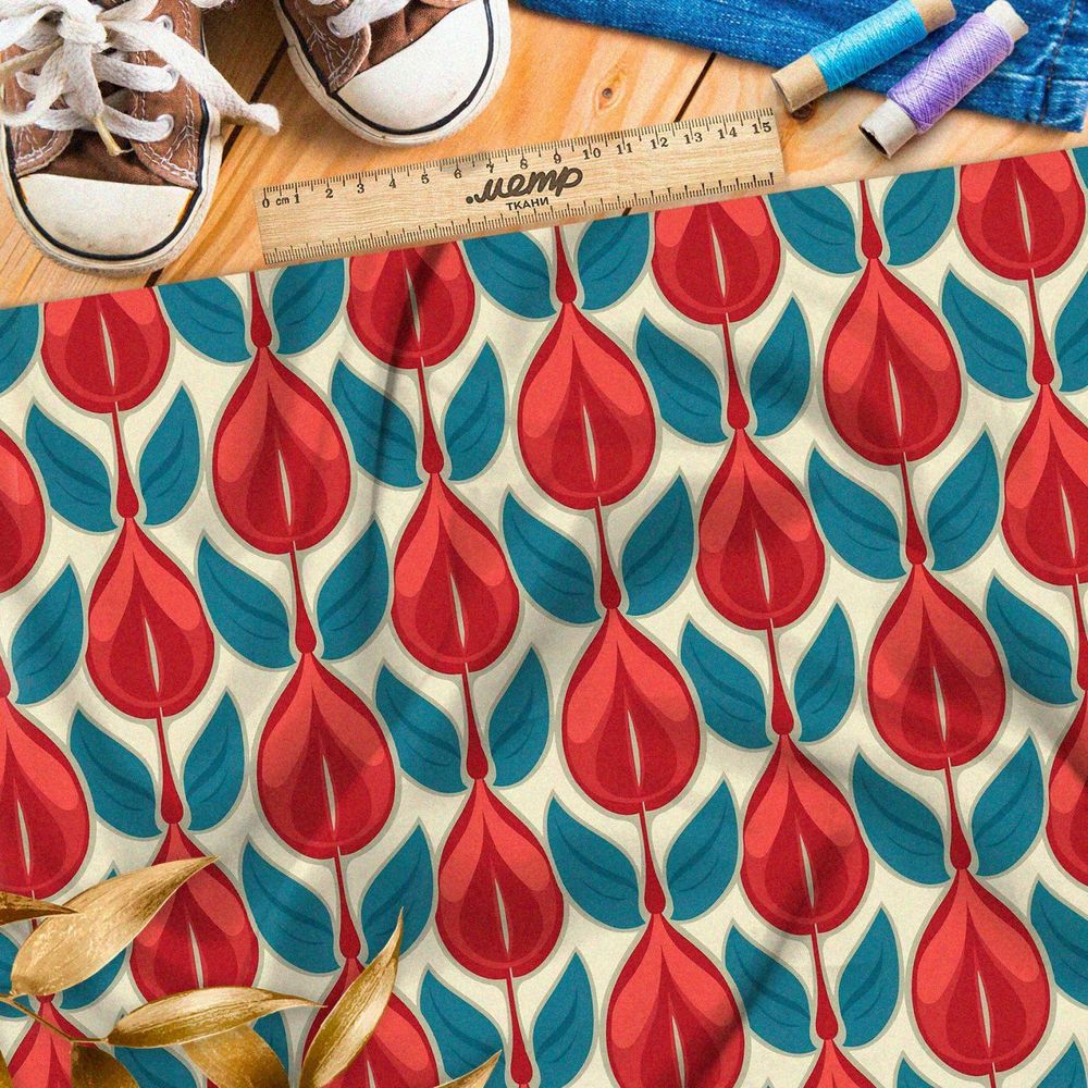 Ткань премиум атлас экзотический оазис