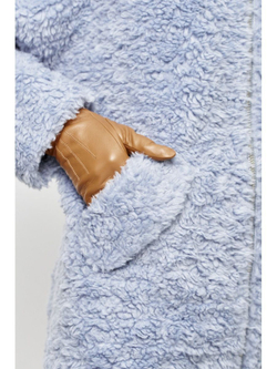 Шуба женская чебурашка тедди экомех, голубая, SilverFox