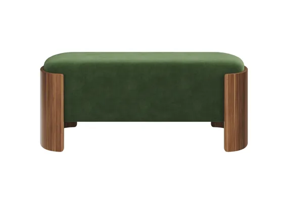 Банкетка Lagom 100 см (зелено-голубой FiberGuard, орех)