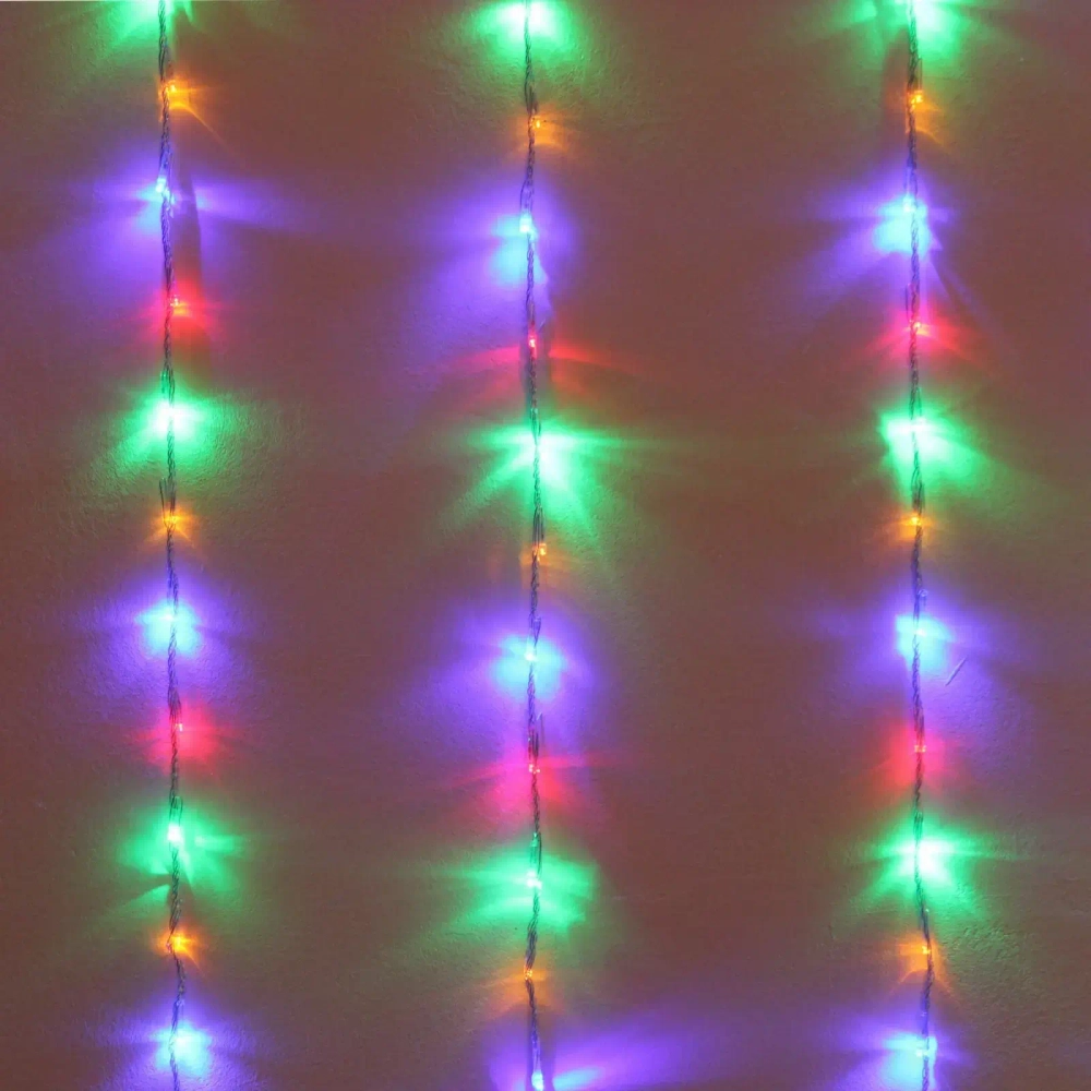 Гирлянда для улицы ЗАНАВЕС «Водопад» ш3,0* в2,0 м 480 ламп LED, прозр.пров, 6 реж, IP-54, Мультицвет (возможность соединения)