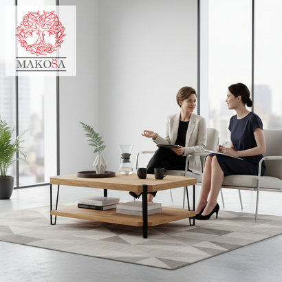 Стол журнальный лофт Флеверс, массив дуба, металл