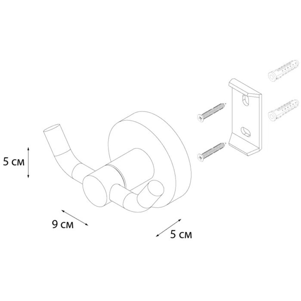 Крючок двойной FIXSEN "COMFORT GOLD" золото-сатин FX-87005A
