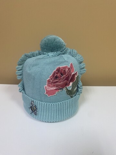 Шапка бирюзовая с декором демисезонная, размер 52