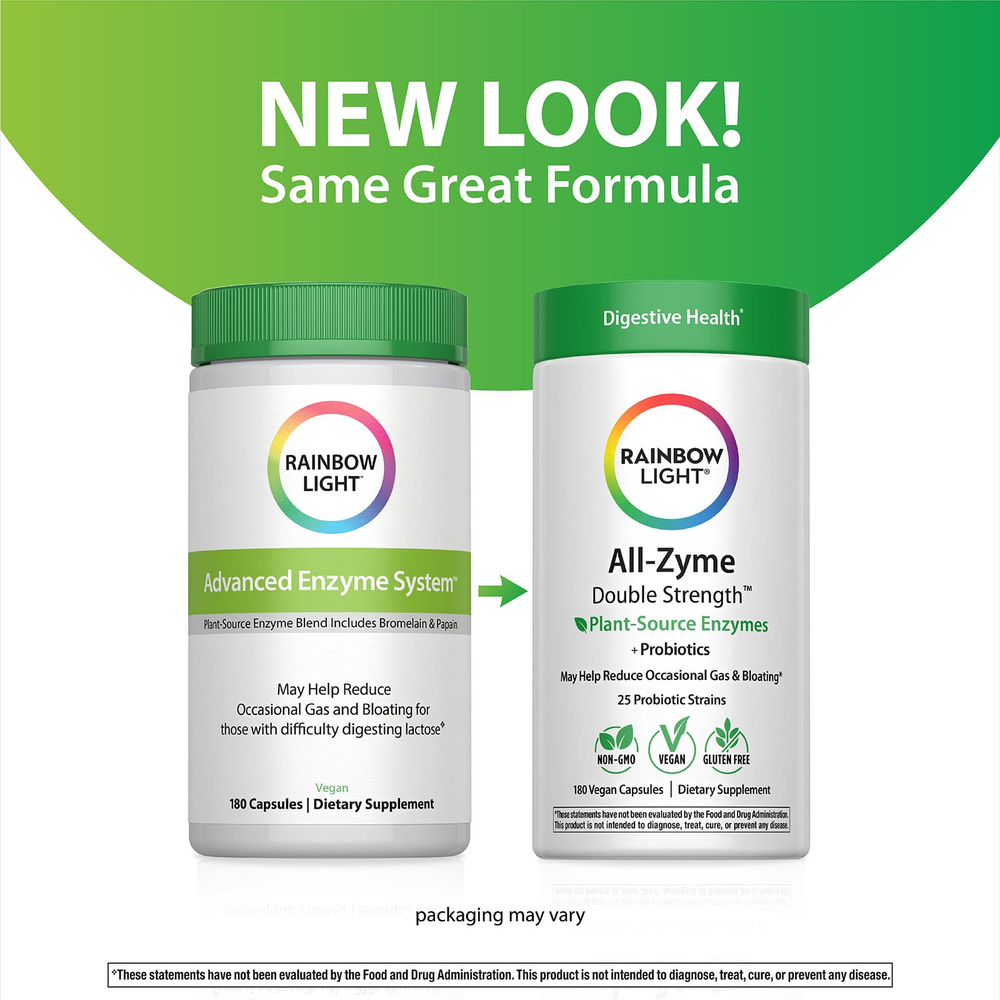 Rainbow Light, All-Zyme™, 180 веганских капсул
