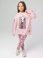 Розовый костюм для девочки на весну с леггинсами