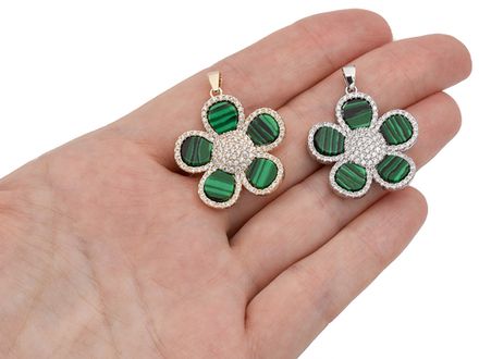 Подвеска "Цветок" 27,5мм, малахит (имит)