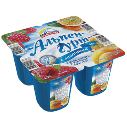 Йогурт Альпен-гурт малина 4,5% 100 гр