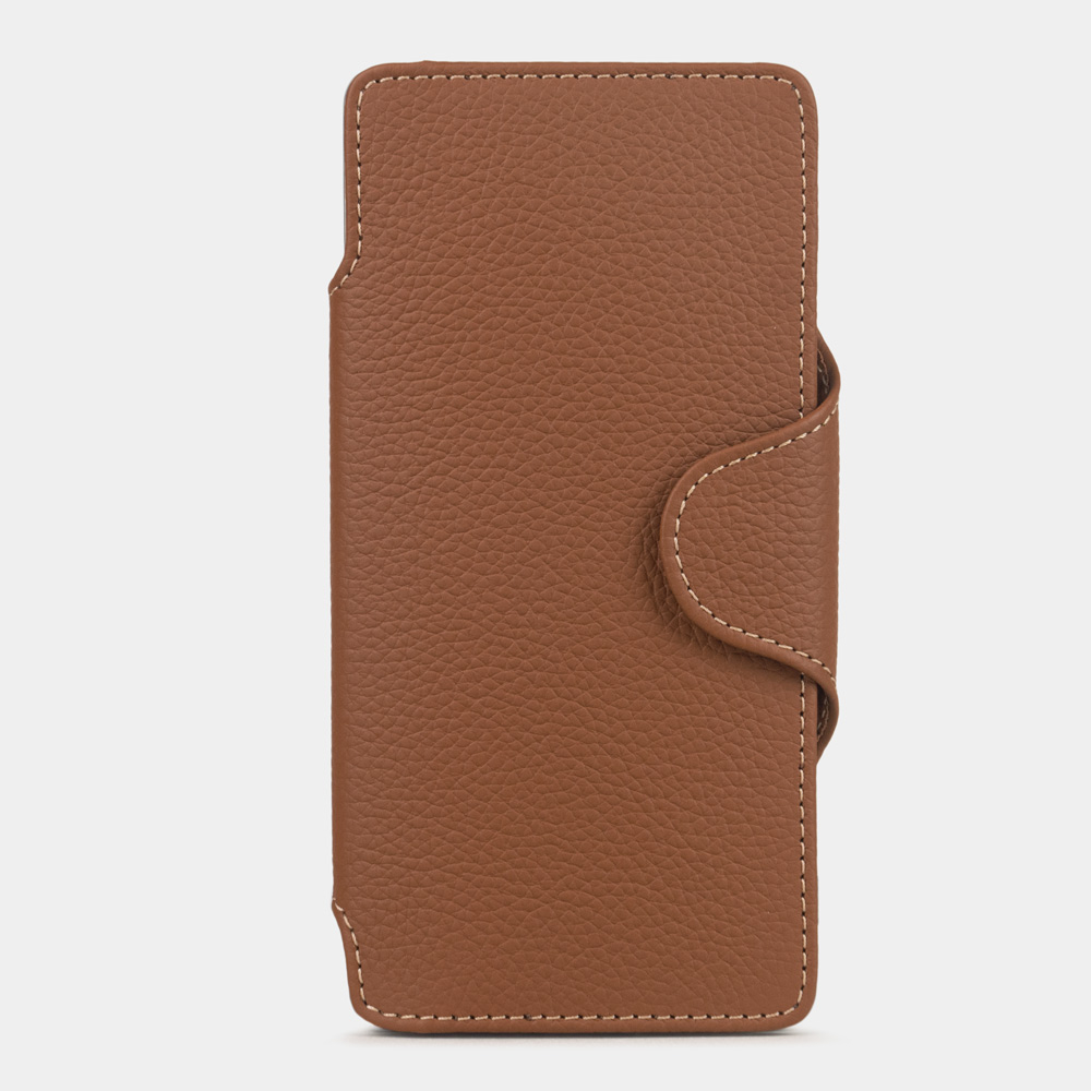 Чехол с картхолдером для Samsung Galaxy S25 Ultra из кожи теленка, цвета карамель