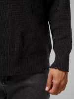 Черный рваный джемпер