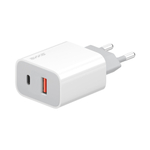 Сетевое зарядное устройство USB-A + USB-C, 30Вт, 3А, белый