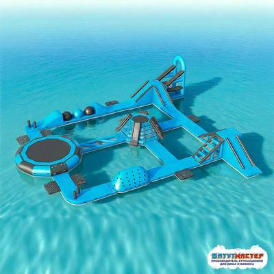 Коммерческий надувной аквапарк для бизнеса «Синий шторм» 33×30×5 м