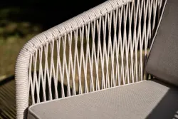 "Канны" лаунж-зона 4-местная из роупа со столиком "Канны" цвета "дуб", основание дуб, роуп бежевый