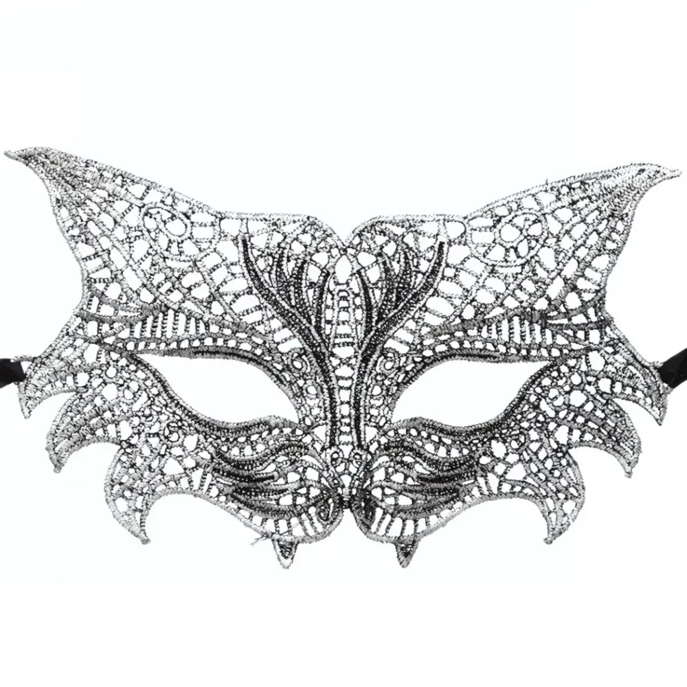 Маска кружево»Тигрица», серебряный