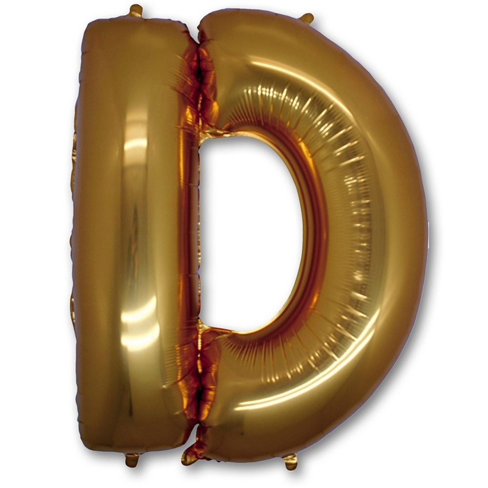 Фольгированная фигура, Буква D 100 см Gold