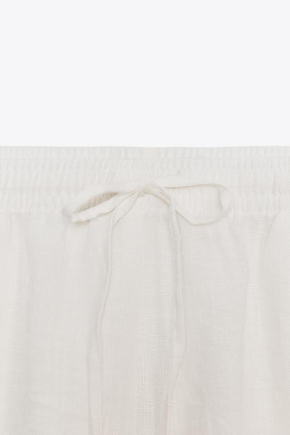 ZARA МИНИ-ШОРТЫ С ЗАВЯЗКАМИ, ЖЕЛТОВАТО-БЕЛЫЙ