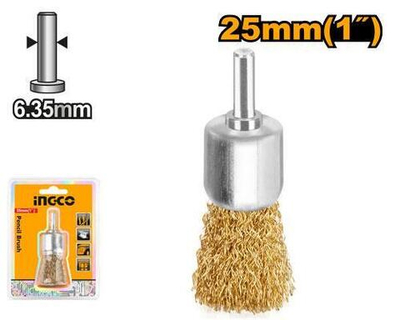 Щетка проволочная чашечная на шпильке 24х0,35х6,35мм INGCO WB70241