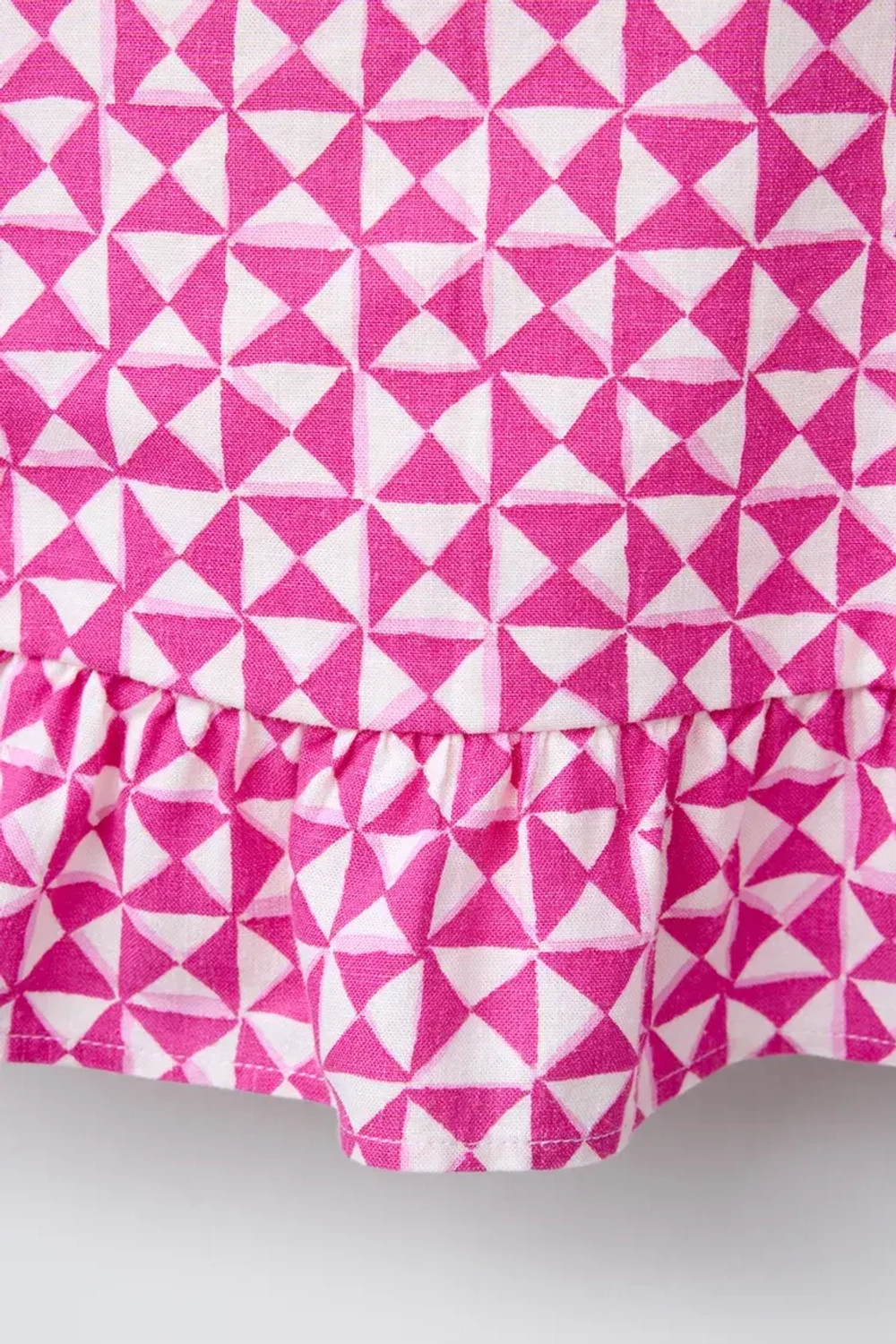 ZARA ТОП ИЗ СМЕСОВОГО ЛЬНА С ПРИНТОМ, РОЗОВЫЙ/БЕЛЫЙ