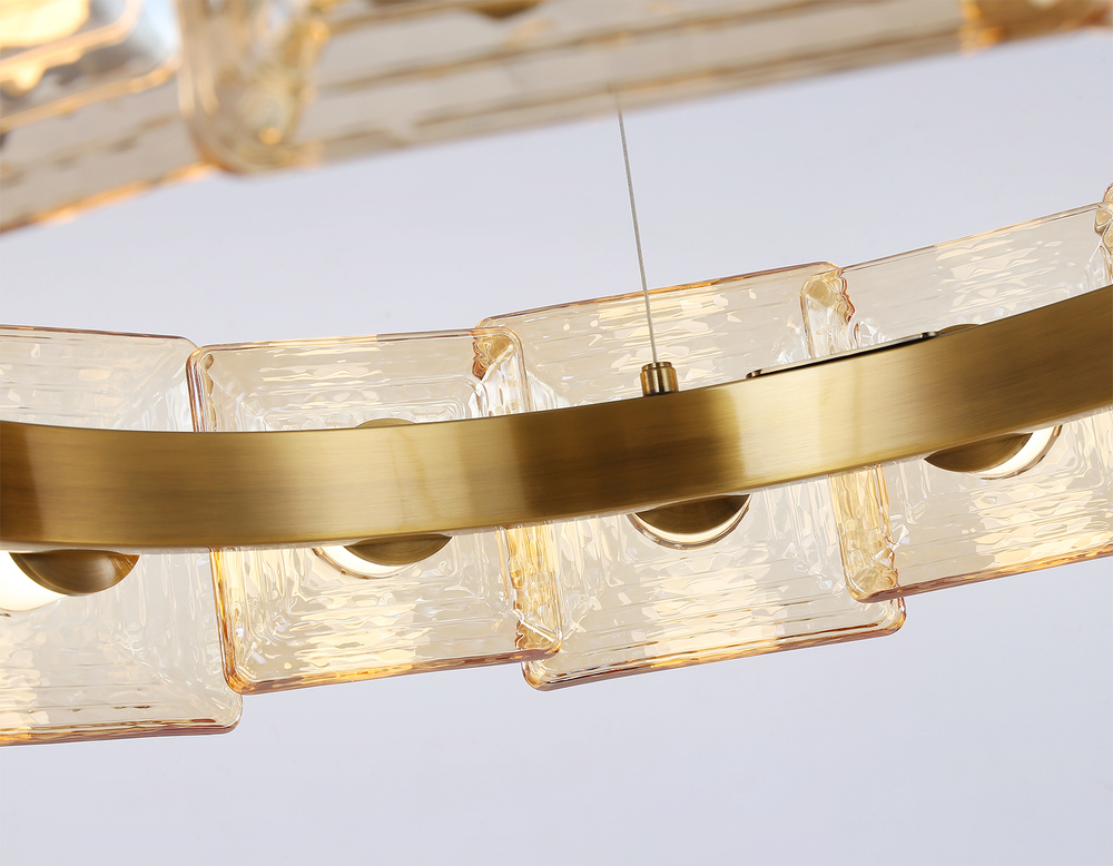 Светильник светодиодный подвесной LH31027 BS/TI латунь/янтарь 72W 3000K D700*150