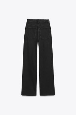 ZARA ДЖИНСЫ TRF WIDE LEG С ВЫСОКОЙ ПОСАДКОЙ, ЧЕРНЫЙ