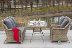 "Гляссе" обеденная группа из искусственного ротанга, цвет соломенный