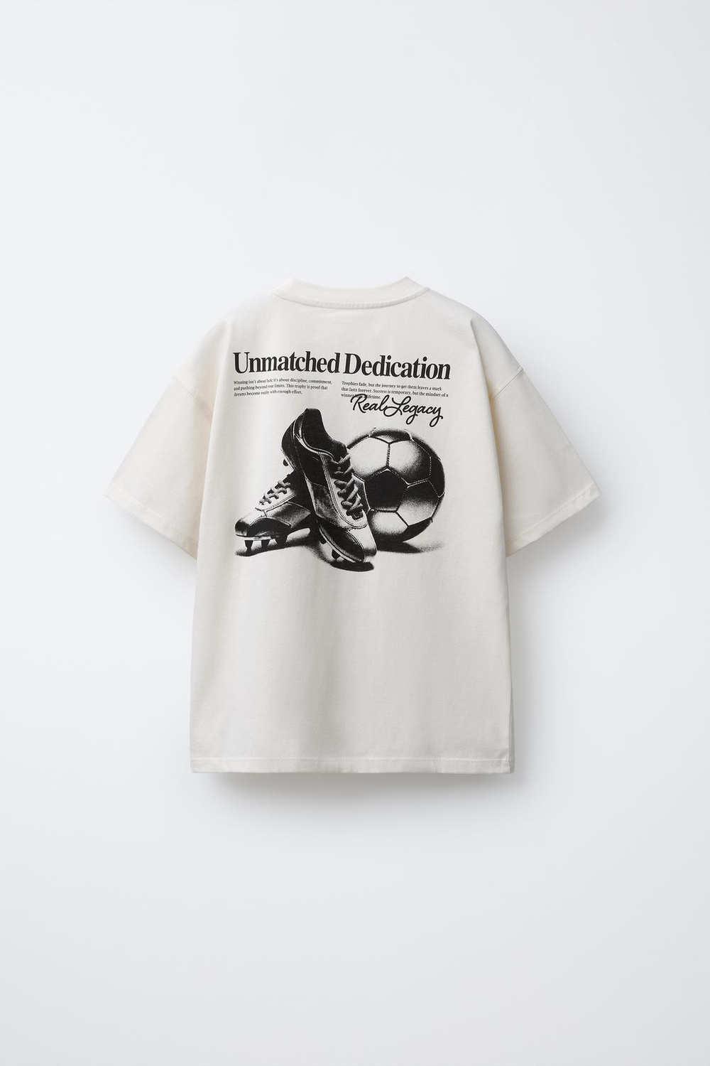 ZARA ФУТБОЛКА С ПРИНТОМ, ЭКРЮ