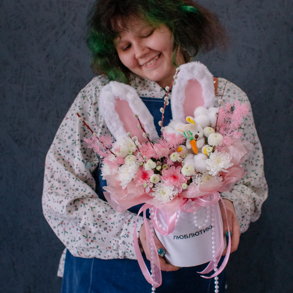 163. Милая весенняя коробка с ушками и вербой