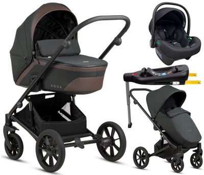 Детская коляска Noordi Aqua V2 4 в 1 с автокреслом Terra Edusky Black и базой 1482619 Forest Green