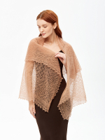 Оренбургский пуховый платок-паутинка А120-08 темно-бежевый