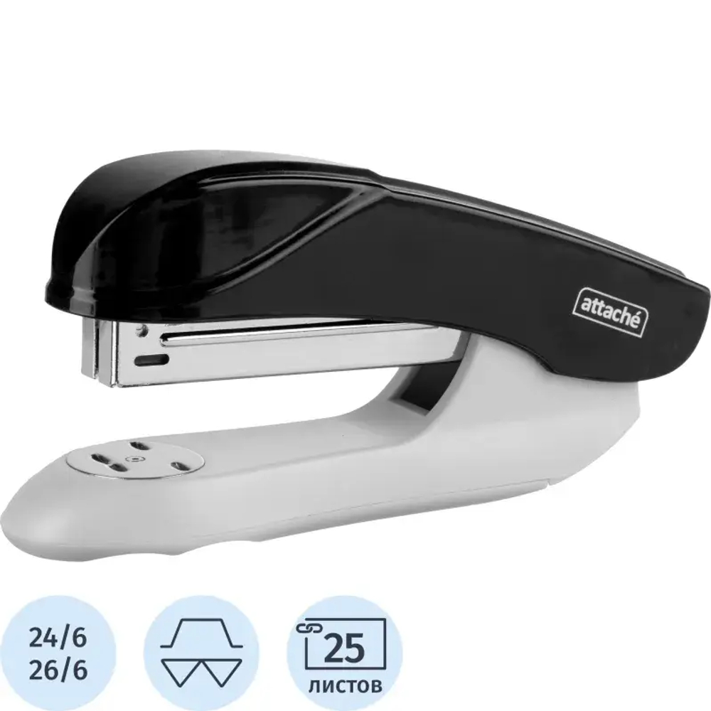 Степлер Attache Pulse(№24/6-26/6) до 25 листов, пластик, черный