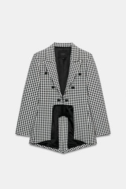 ZARA БЛЕЙЗЕР АСИММЕТРИЧНОГО КРОЯ — ZW COLLECTION, ЧЕРНЫЙ/БЕЛЫЙ