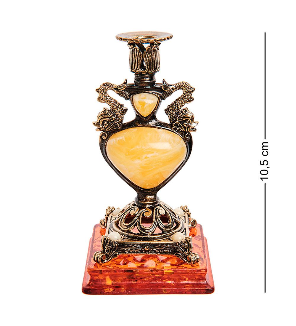 Народные промыслы AM-2983/2 Подсвечник «Индийский» (латунь, янтарь)