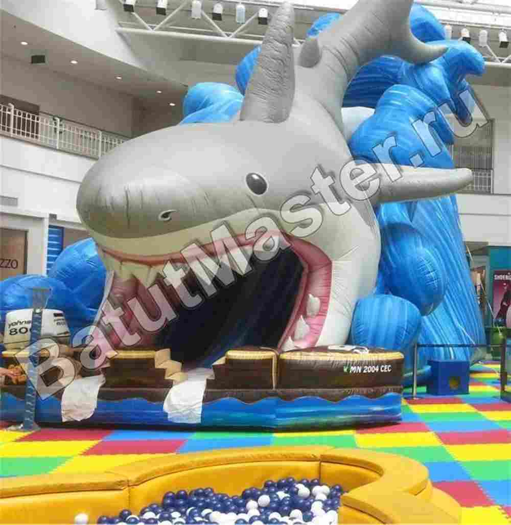 Детский надувной батут-горка "Акула"