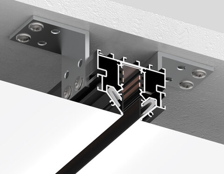 Ambrella Шинопровод для монтажа в натяжной ПВХ потолок системы крепления Гарпун 3м черный Magnetic standard 48V 10mm Track System GL1950