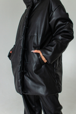 Куртка зимняя женская из экокожи, черная