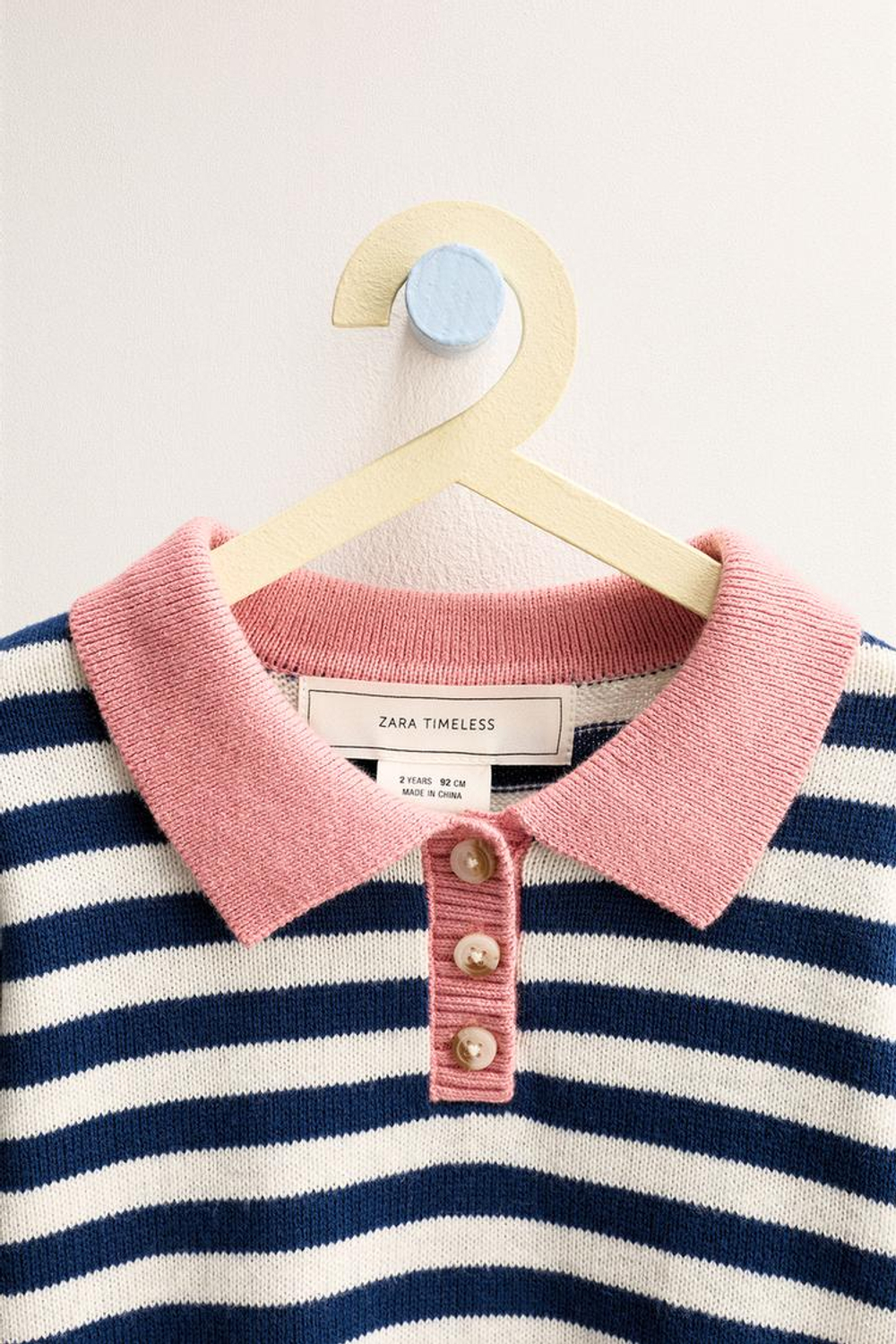 ZARA TIMELESS — СВИТЕР ПОЛО В ПОЛОСКУ, ЭКРЮ/СИНИЙ