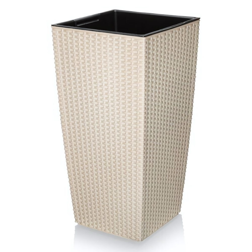 Кашпо "Camellia" ротанг, вставка V=17л 263*263*285 слоновая кость