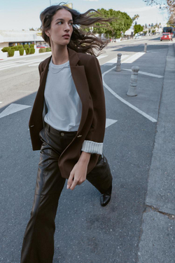 ZARA БЛЕЙЗЕР С ПРИНТОМ НА МАНЖЕТАХ, КОРИЧНЕВЫЙ