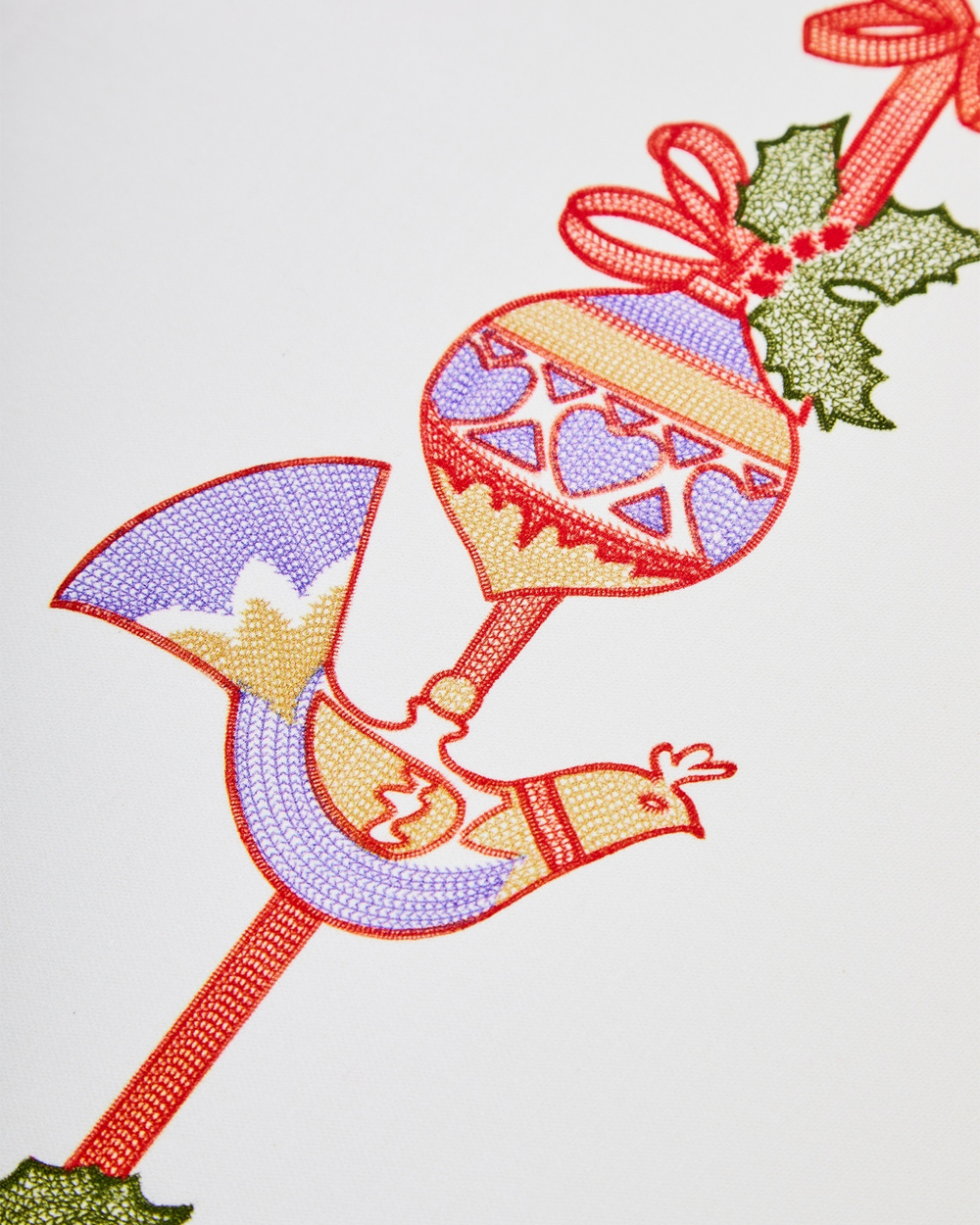 Дорожка для стола 35х180 Mix&Match Home Новогодние игрушки белая без мережки