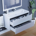 Тумба с раковиной Uperwood Tanos 100 см, подвесная, матовая, белая/графит
