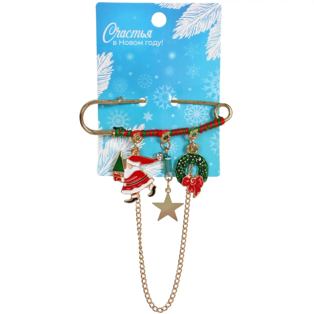 Брошь - булавка новогодняя «Best Podarok - Дед Мороз «, 7*7см