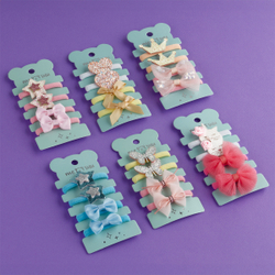 Резинки для волос MESHU, medium, c текстильными топперами, ассорти, 4шт., диаметр 3см, европодвес MS_60576