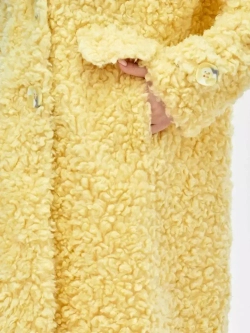 Шуба из шерсти мериноса чебурашка, желтая, SilverFox