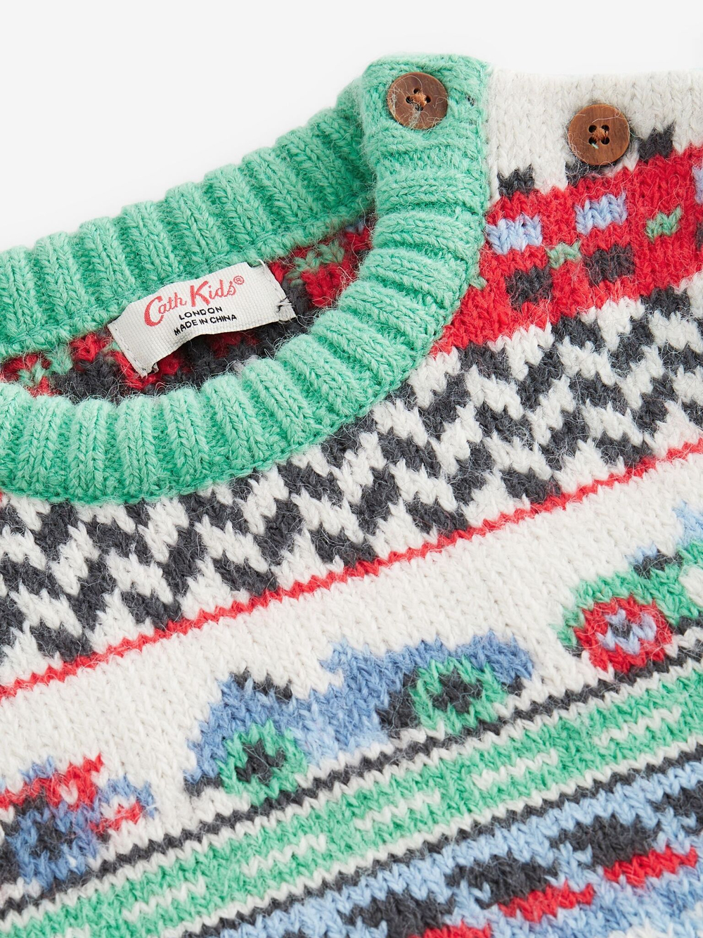 Джемпер вязаный для мальчика Next N24-234, Зеленый, Молочный