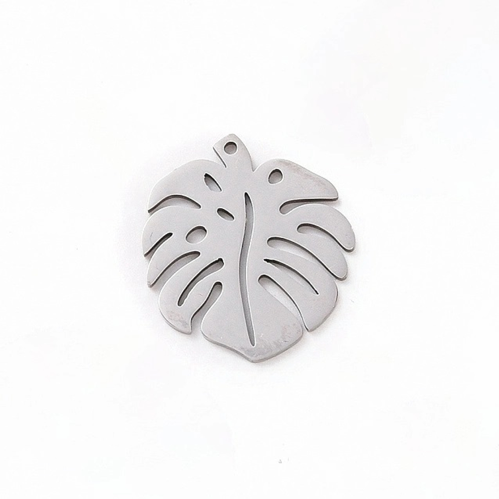 V942 Подвеска "Монстера", 24*21*1мм, нержавеющая сталь