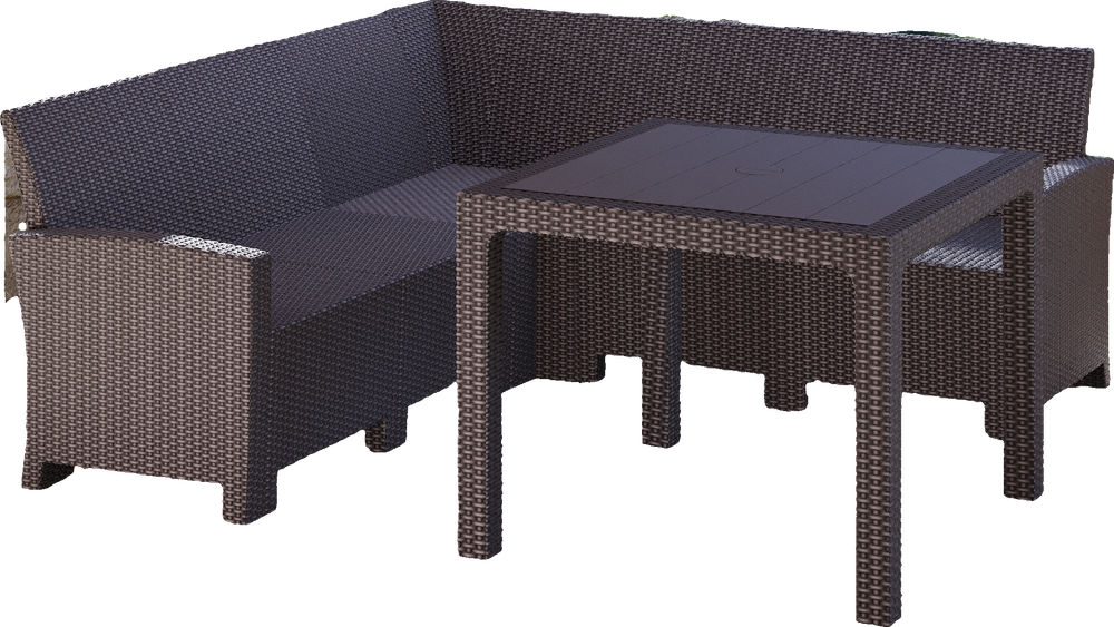 Комплект мебели с угловым диваном под ротанг Калифорния “California“ 188х188 см 5 места без подушек со столом 95х95 см